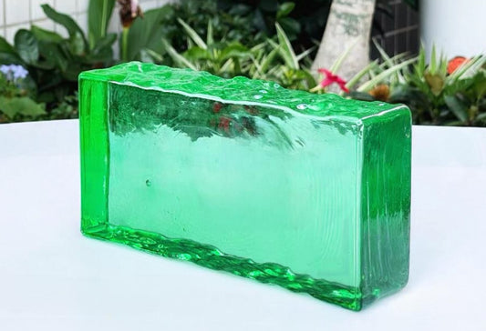 Frosted Edge Solid Glass Brick—Emerald Drift