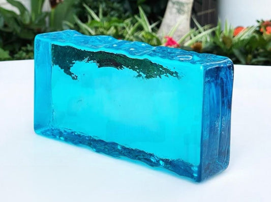 Frosted Edge Solid Glass Brick—Azure Tide