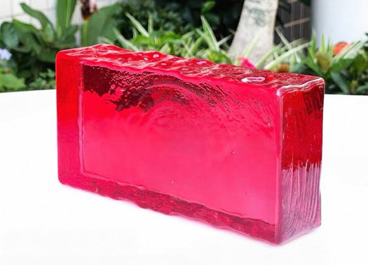 Frosted Edge Solid Glass Brick—Crimson Bloom