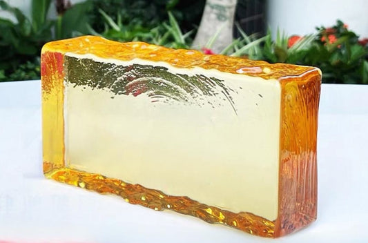 Frosted Edge Solid Glass Brick—Amber Light