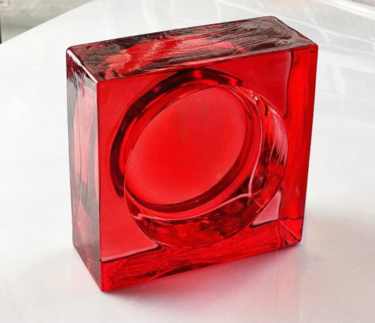 Round Pattern Solid Glass Brick – Cherry Kiss