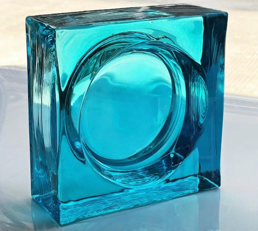 Round Pattern Solid Glass Brick – Blue Mojito