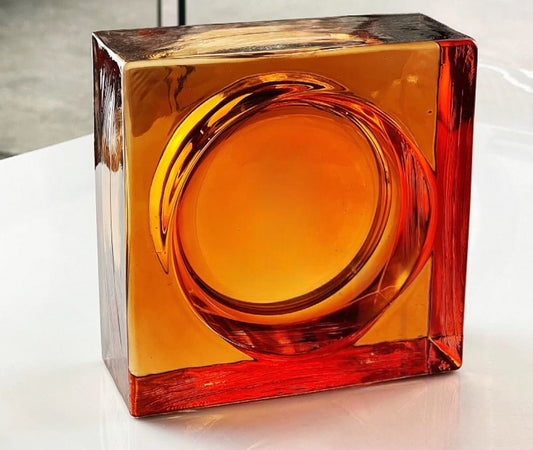 Round Pattern Solid Glass Brick – Sunset Nectar