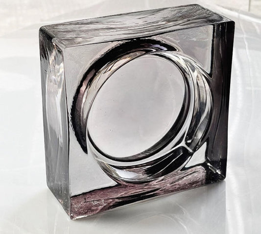 Round Pattern Solid Glass Brick – Smoky Plum