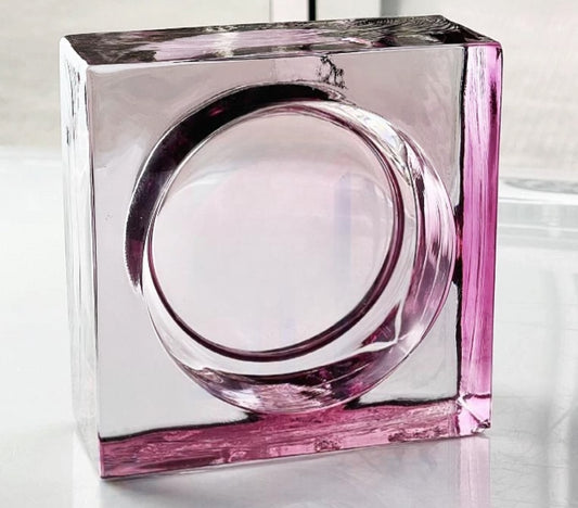 Round Pattern Solid Glass Brick – Rose Water