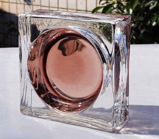 Round Pattern Solid Glass Brick – Iced Coffee