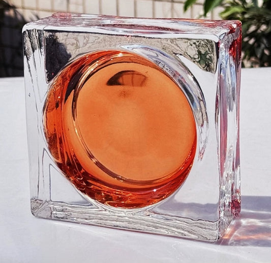 Round Pattern Solid Glass Brick – Orange Soda