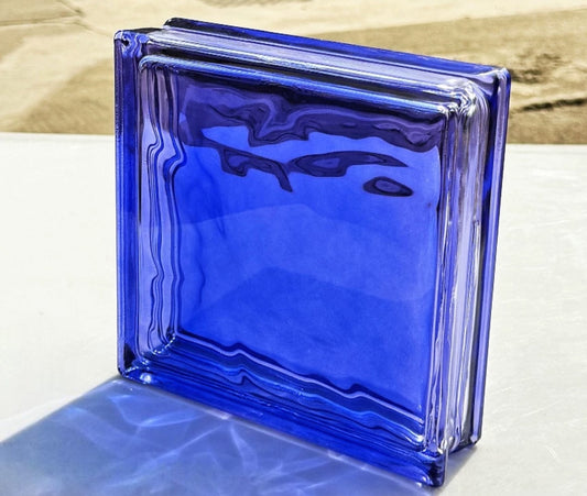 Cloud-Textured Hollow Glass Brick – Cobalt Mist