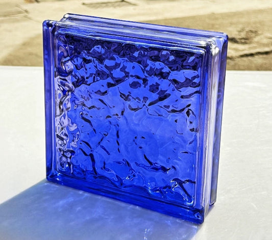 Ripple-Textured Hollow Glass Brick – Sapphire Flow