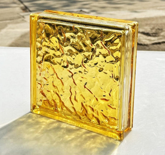 Ripple-Textured Hollow Glass Brick – Golden Ripple