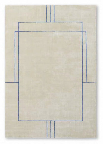 Framework Lines Handwoven Rug – Sand & Azure