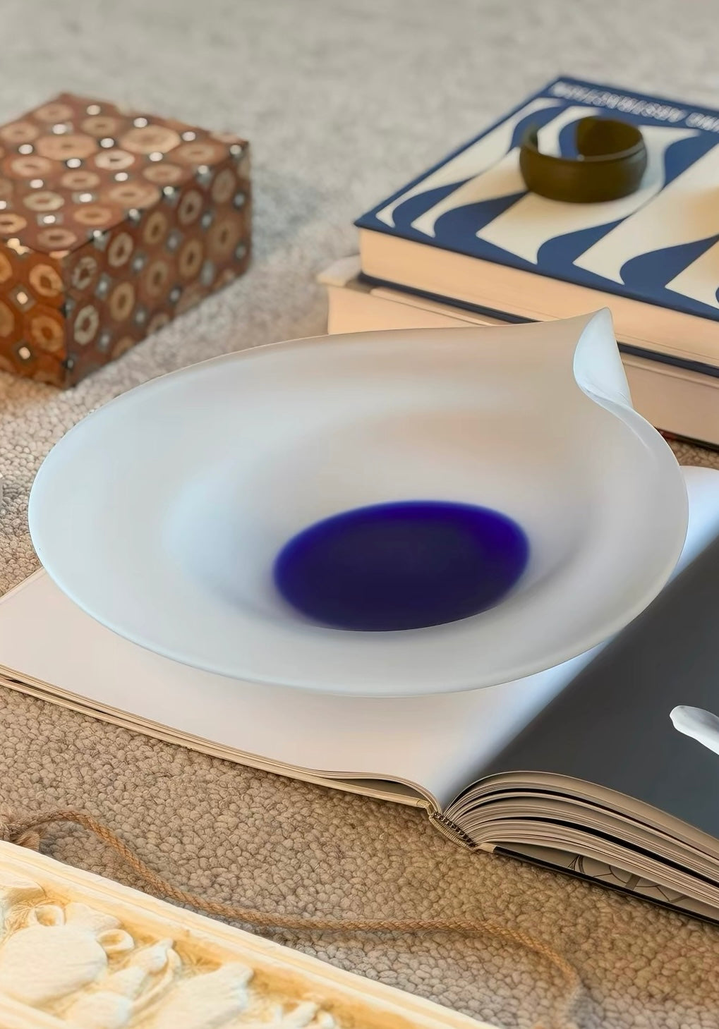 Lapis Veil Art Glass Bowl