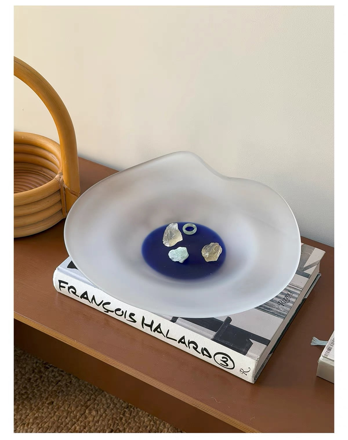 Lapis Veil Art Glass Bowl