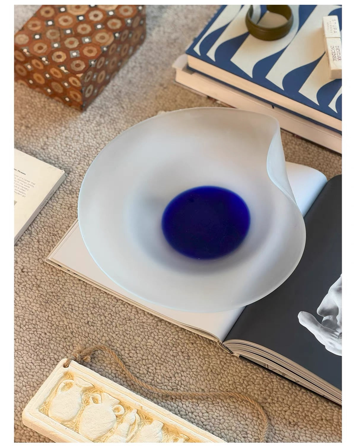 Lapis Veil Art Glass Bowl