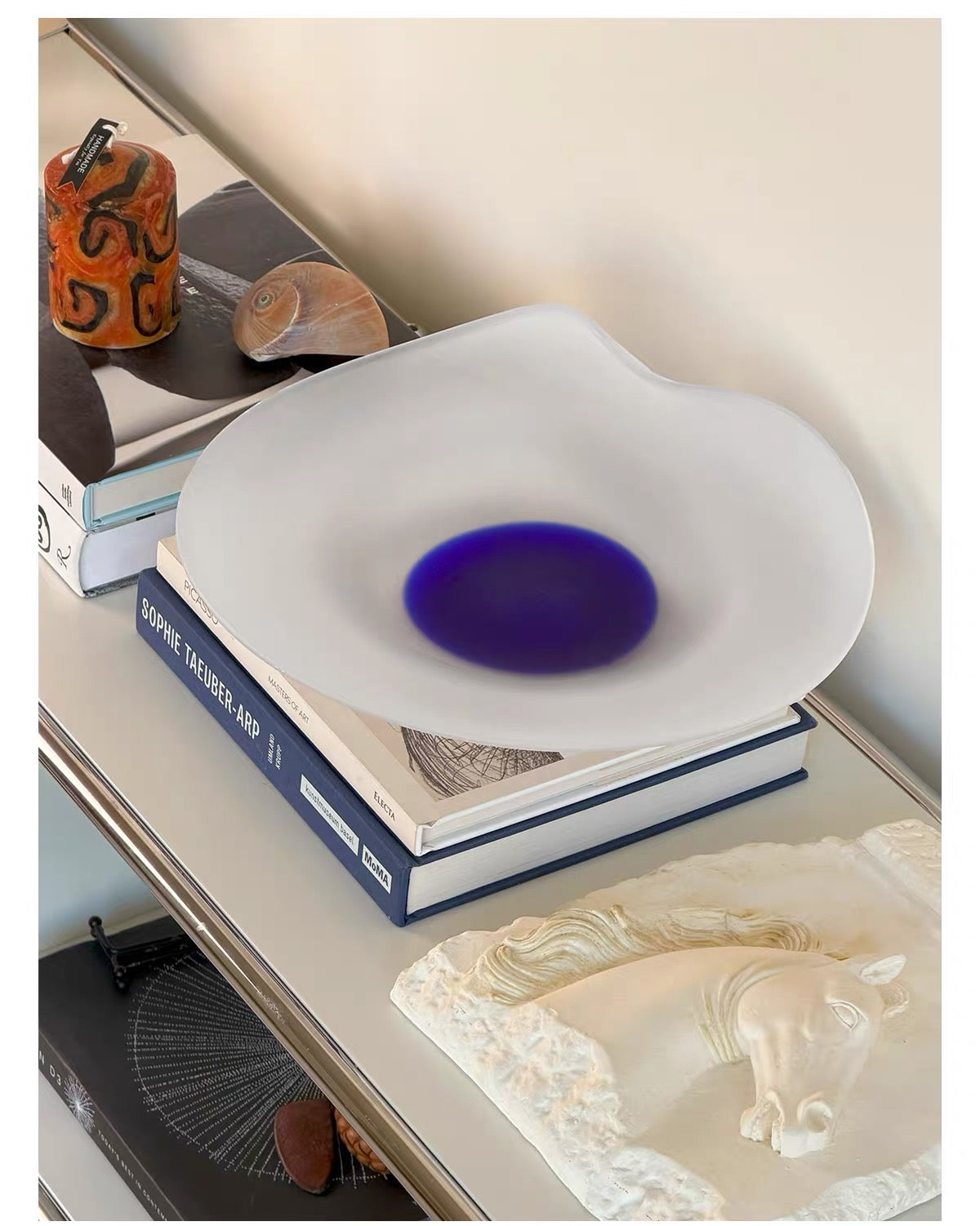 Lapis Veil Art Glass Bowl