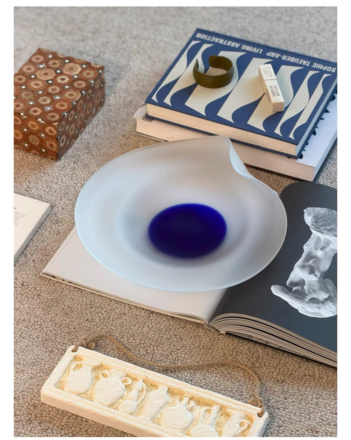 Lapis Veil Art Glass Bowl
