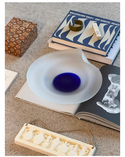 Lapis Veil Art Glass Bowl