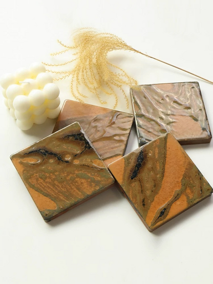 Electroplated Kiln-Glazed Ceramic Tile - Wheat Caramel