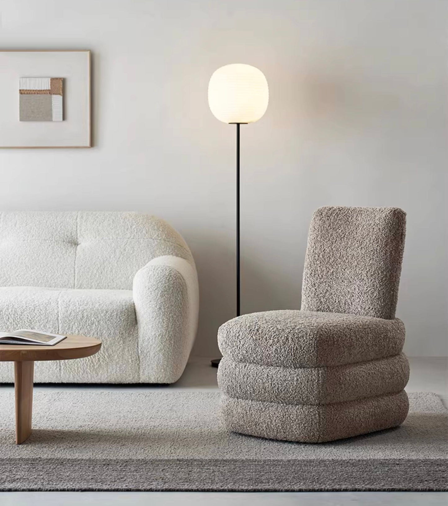 Pillow Bouclé Swivel Lounge Chair