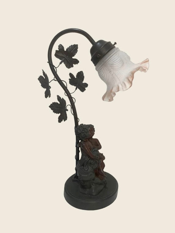 Italian Early 20th Century Gilt Metal Cherub Table Lamps (Pair)