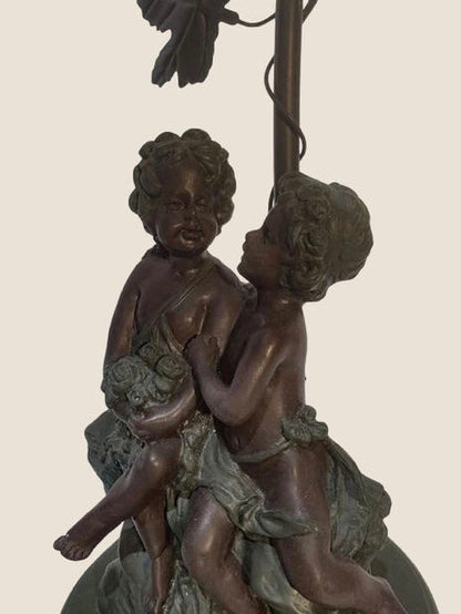 Italian Early 20th Century Gilt Metal Cherub Table Lamps (Pair)