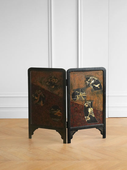 Japanese 20th Century Lacquer Folding Screen (Two-Panel)