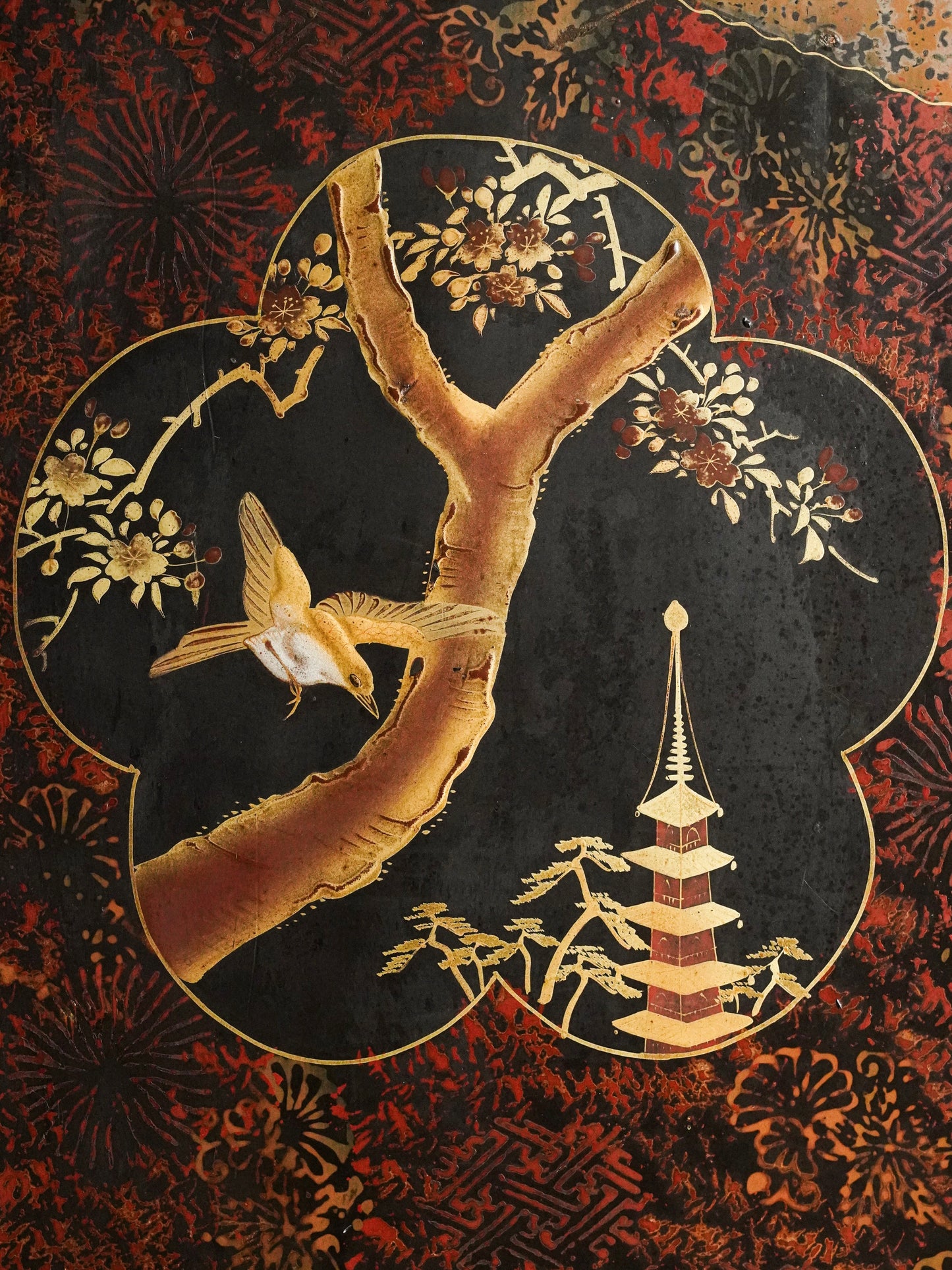 Japanese 20th Century Lacquer Folding Screen (Two-Panel)