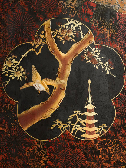 Japanese 20th Century Lacquer Folding Screen (Two-Panel)