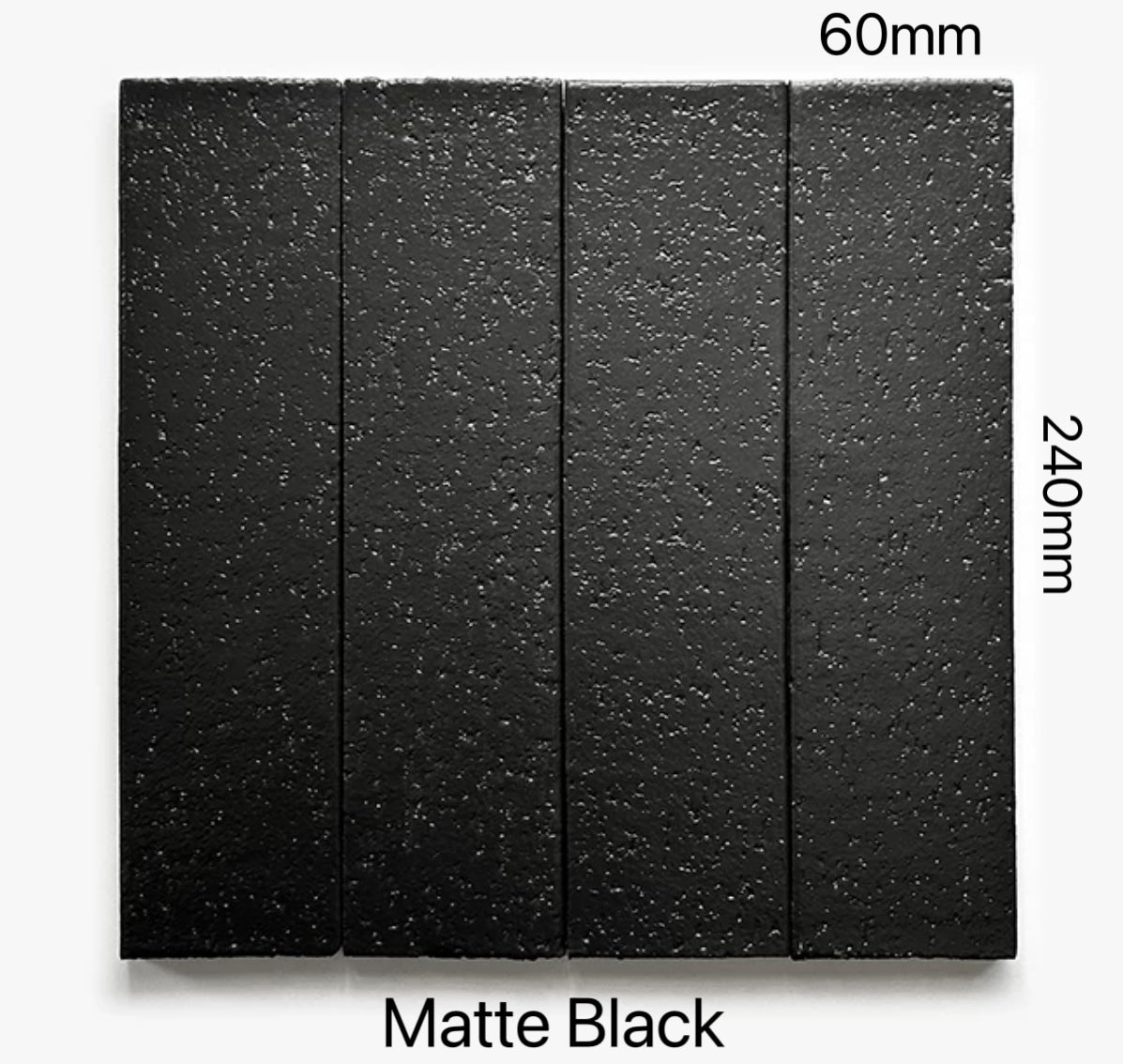 Glazed Ceramic Texture Long Strip Tile - Matte Black