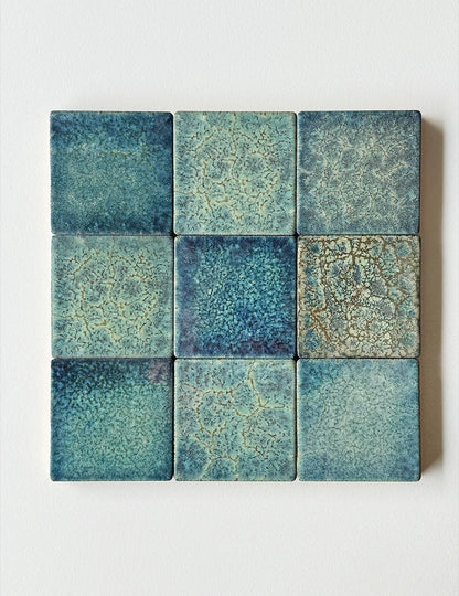 Lava Glaze Handmade Ceramic Tile - Blue Magma