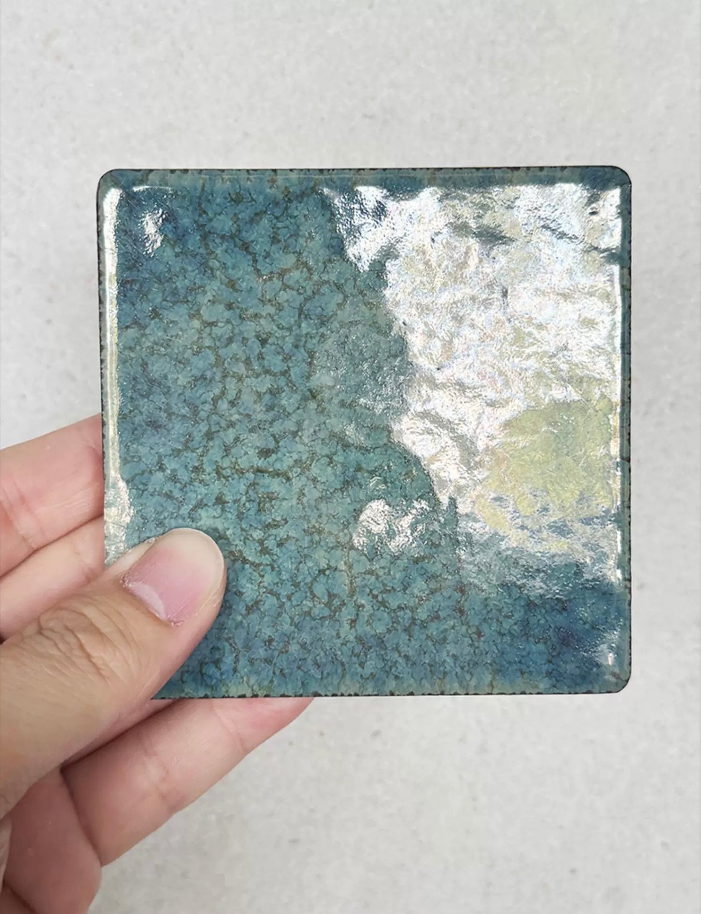 Lava Glaze Handmade Ceramic Tile - Blue Magma