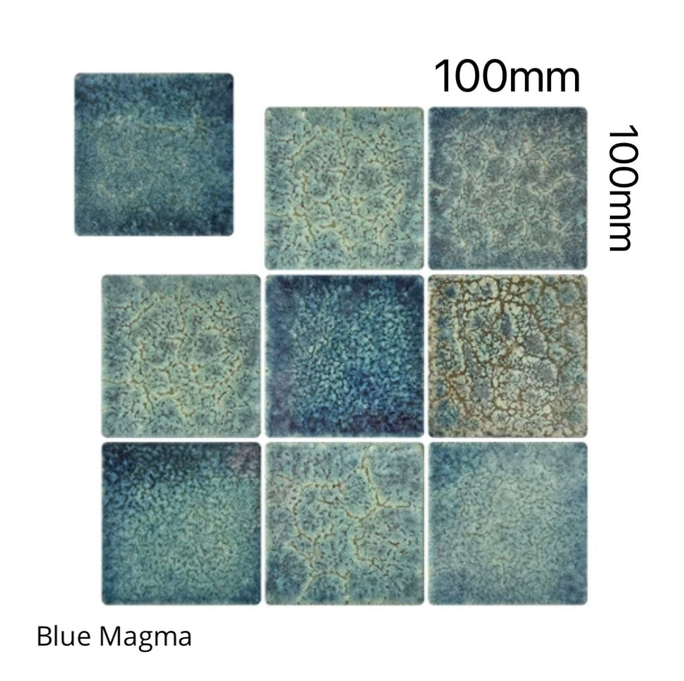 Lava Glaze Handmade Ceramic Tile - Blue Magma