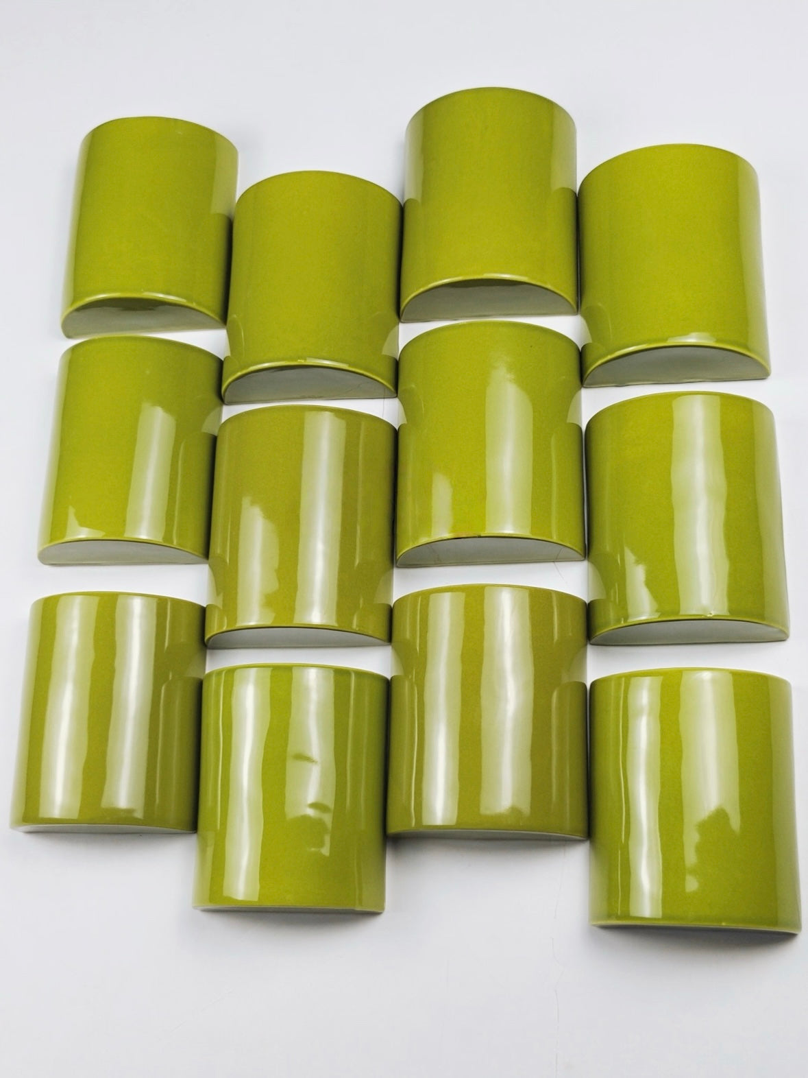 Olive Gloss Curved Handmade Ceramic Wall Tile
