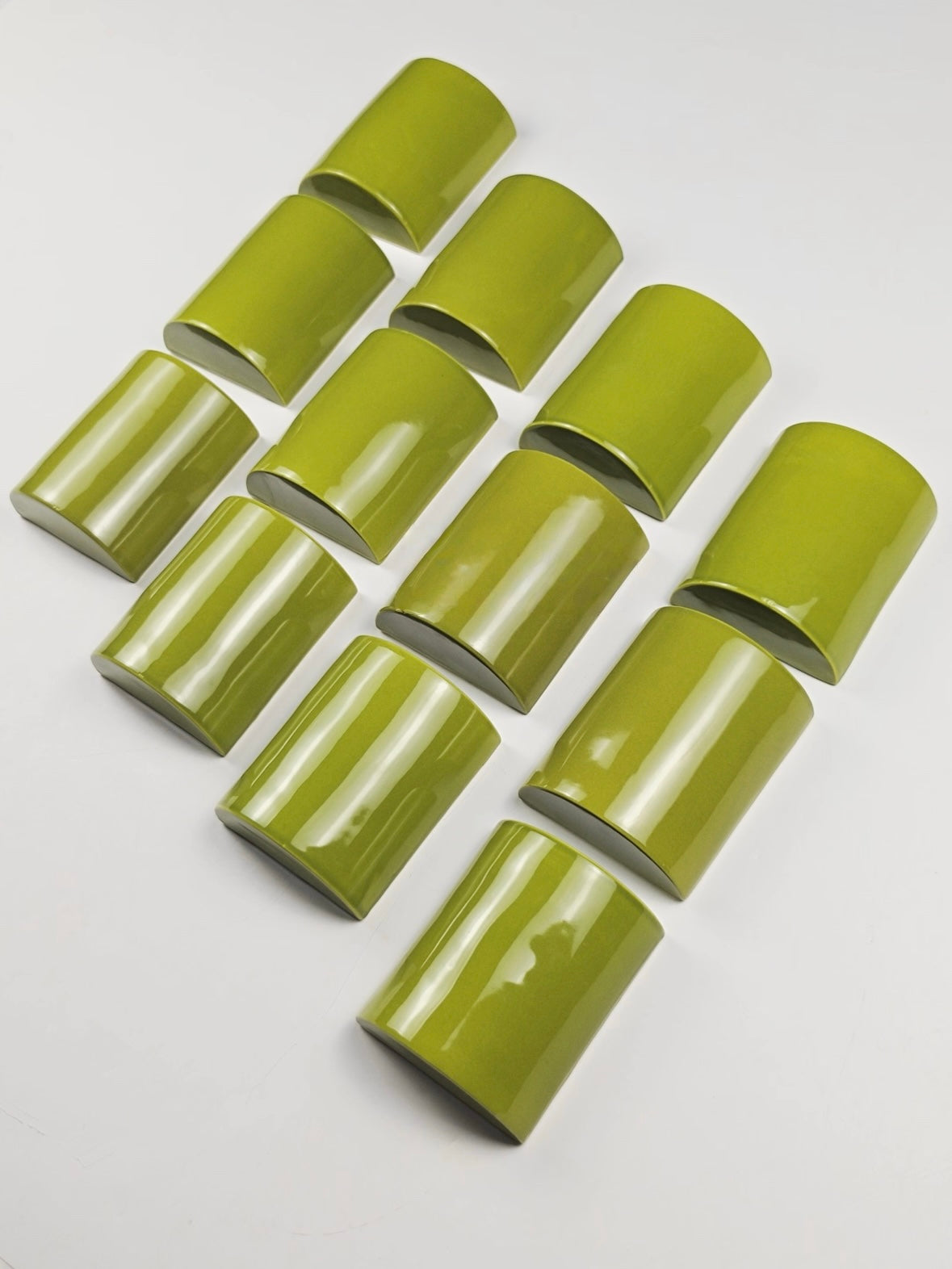 Olive Gloss Curved Handmade Ceramic Wall Tile