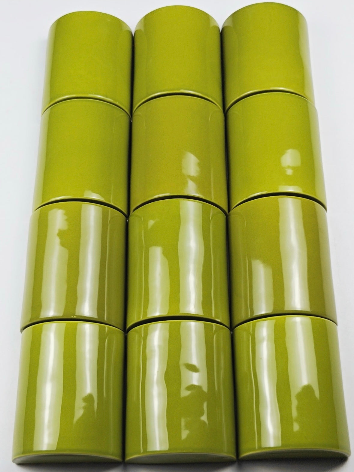 Olive Gloss Curved Handmade Ceramic Wall Tile