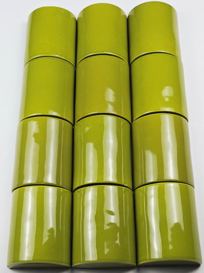 Olive Gloss Curved Handmade Ceramic Wall Tile