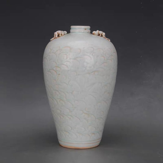 Celadon Dragon Relief Porcelain Vase
