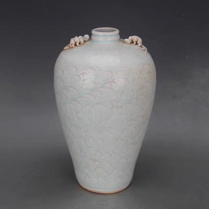 Celadon Dragon Relief Porcelain Vase