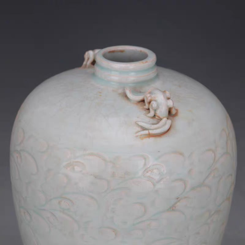 Celadon Dragon Relief Porcelain Vase