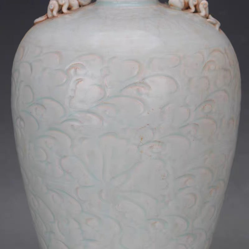 Celadon Dragon Relief Porcelain Vase