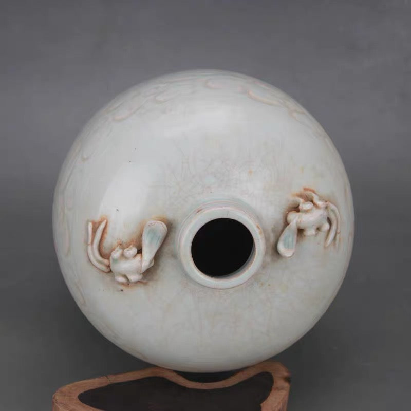 Celadon Dragon Relief Porcelain Vase