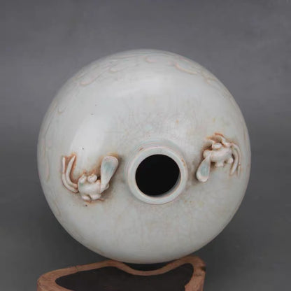 Celadon Dragon Relief Porcelain Vase