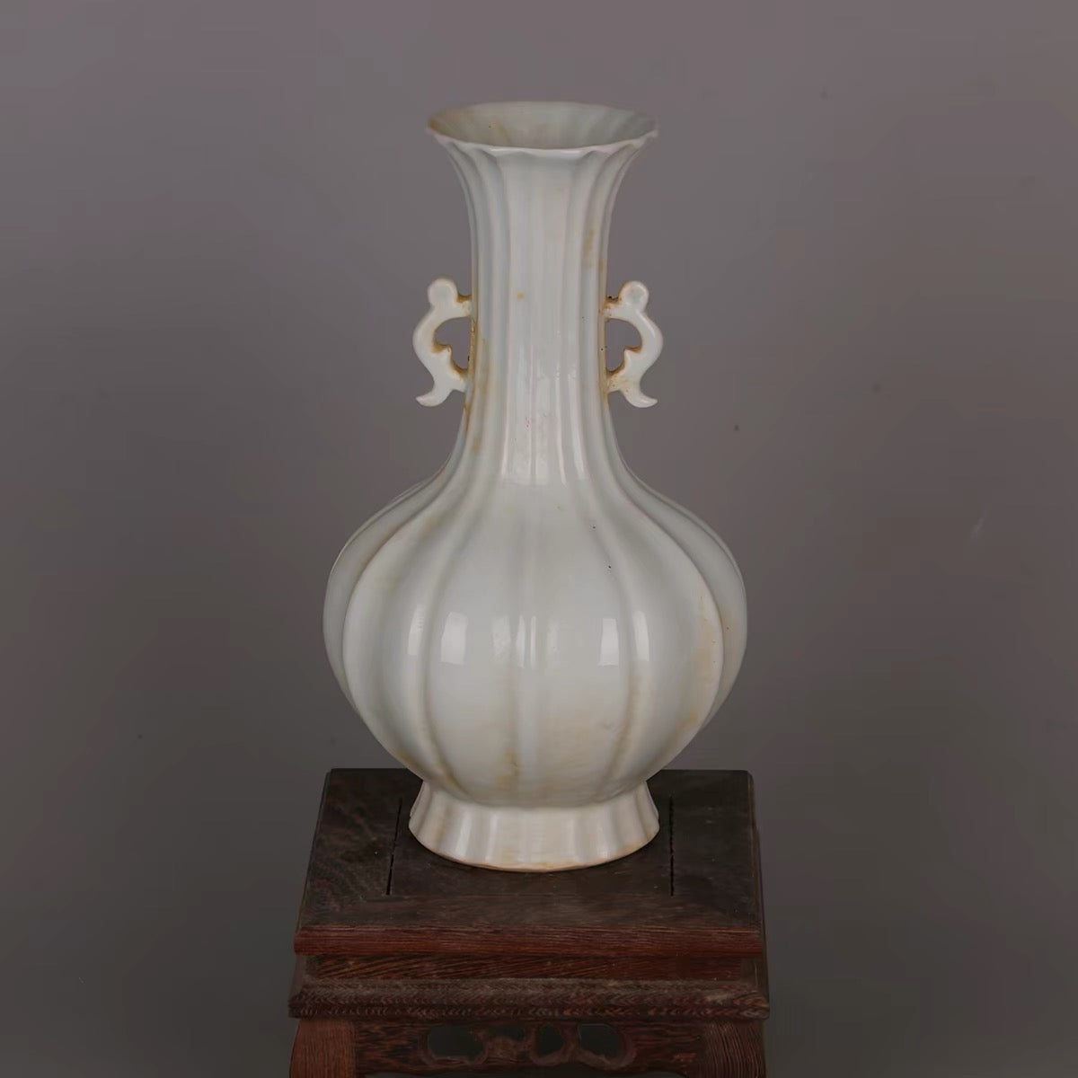 Fluted Blanc de Chine Porcelain Vase