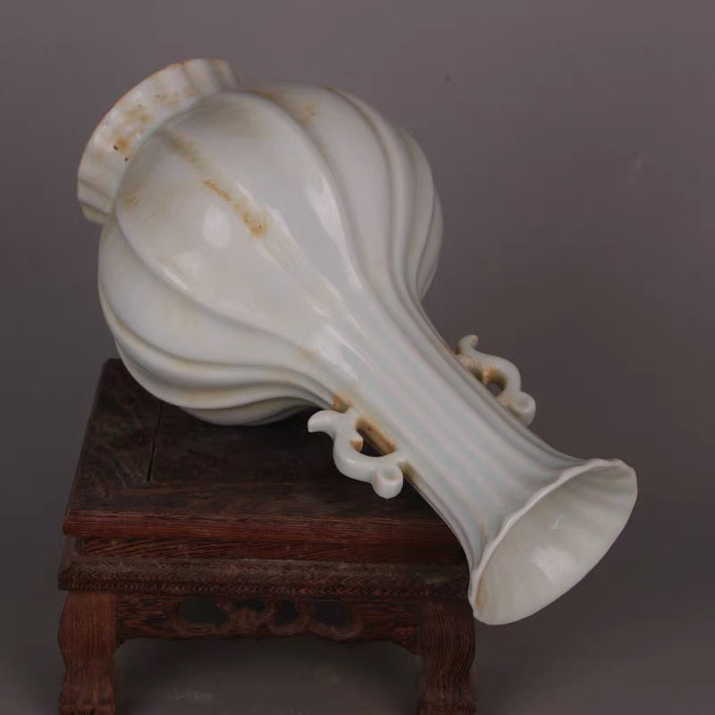 Fluted Blanc de Chine Porcelain Vase
