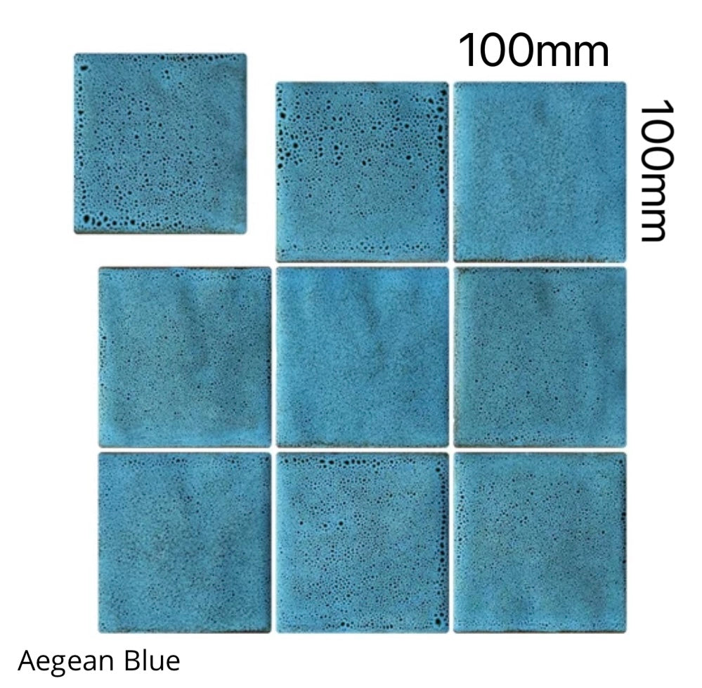 Lucente Artisan Glazed Ceramic Tile - Aegean Blue