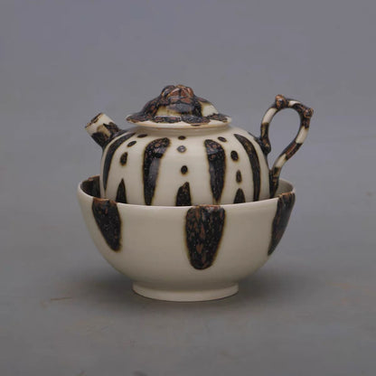 Leopard Spot Glaze Porcelain Teapot with Matching Bowl