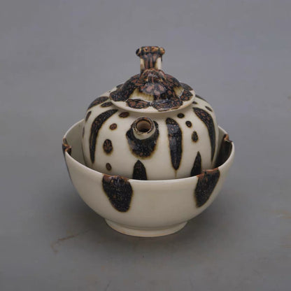 Leopard Spot Glaze Porcelain Teapot with Matching Bowl