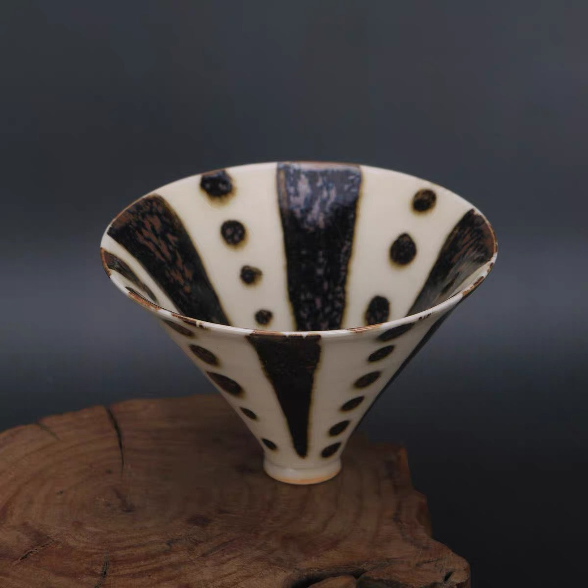 Leopard Spot Glaze Conical Scholar’s Bowl