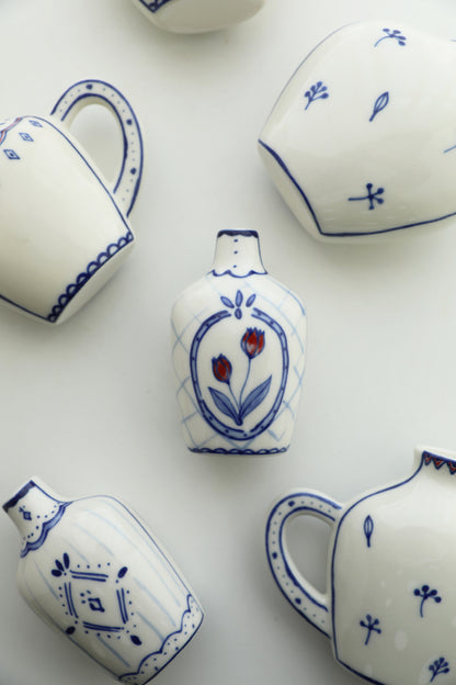 Double-Sided Hand-Painted Artistic Ceramic Bud Vases without handles