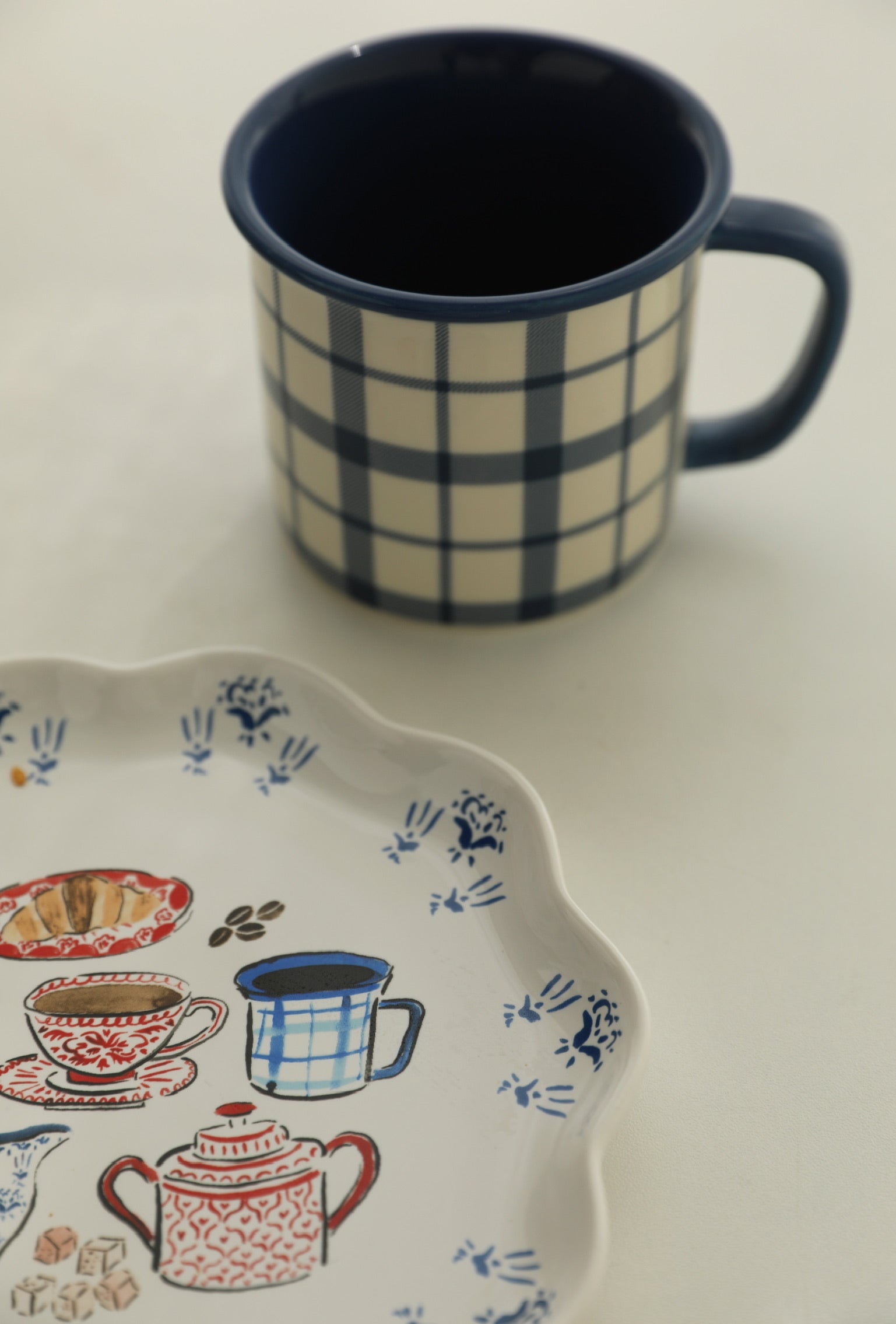 Hand-Painted Watercolor Afternoon Tea Plate with mug